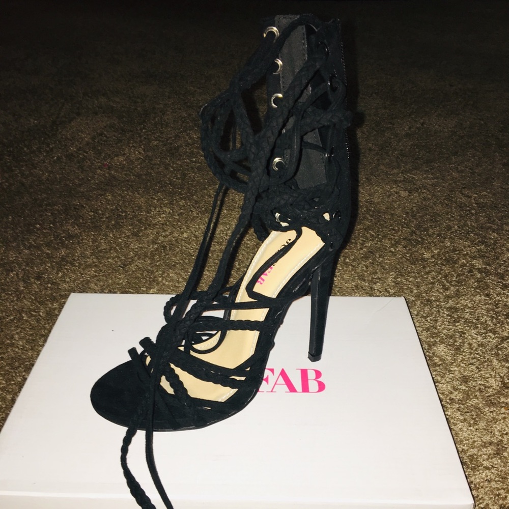 Above the ankle lace up heels with zipper in back